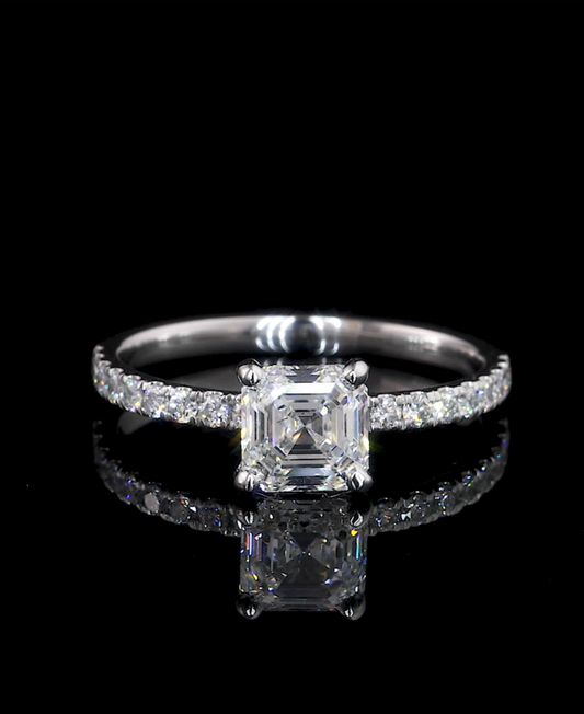 Vittoria Asscher Moissanite Engagement Ring