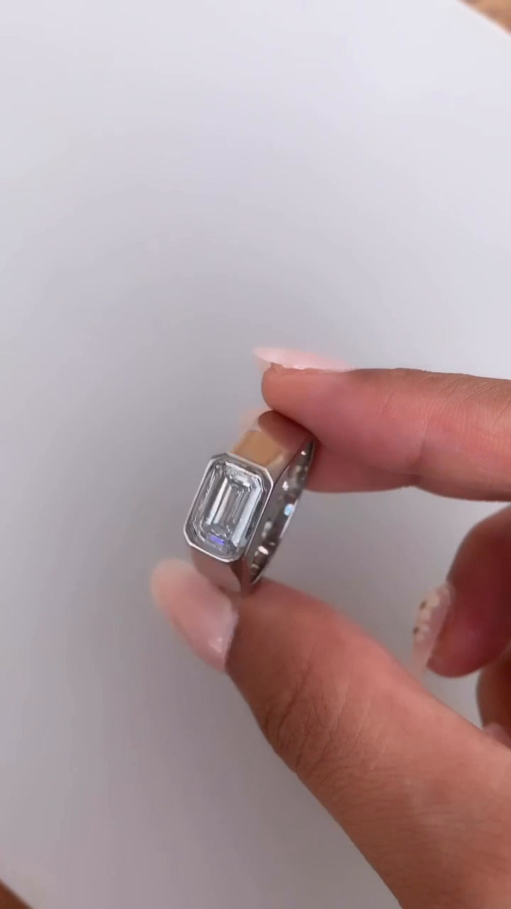 Emerald Bezel Engagement Ring