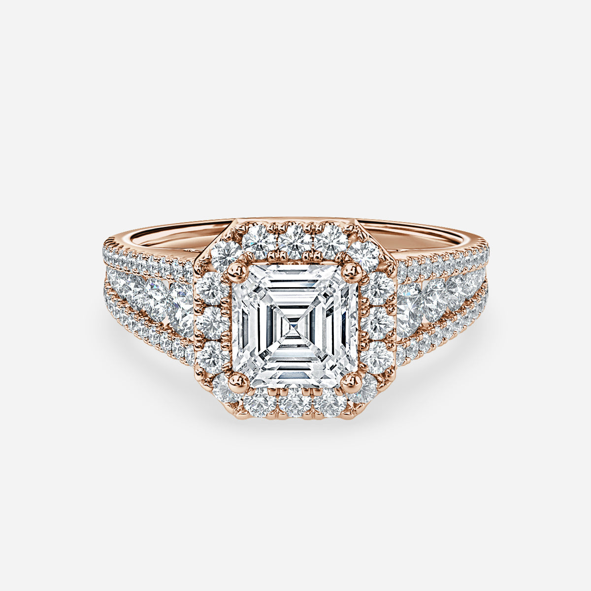 Ember Asscher Halo Moissanite Engagement Ring