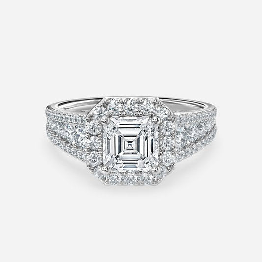 Ember Asscher Halo Moissanite Engagement Ring