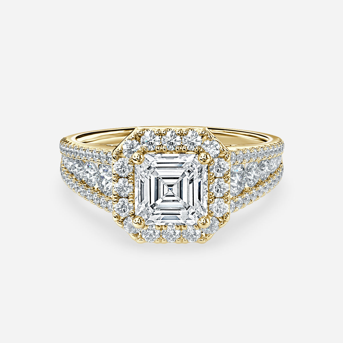 Ember Asscher Halo Moissanite Engagement Ring
