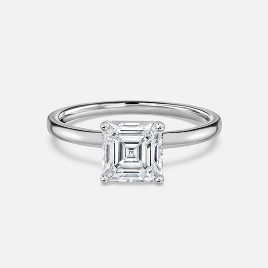 Dasha Asscher Solitaire Moissanite Engagement Ring