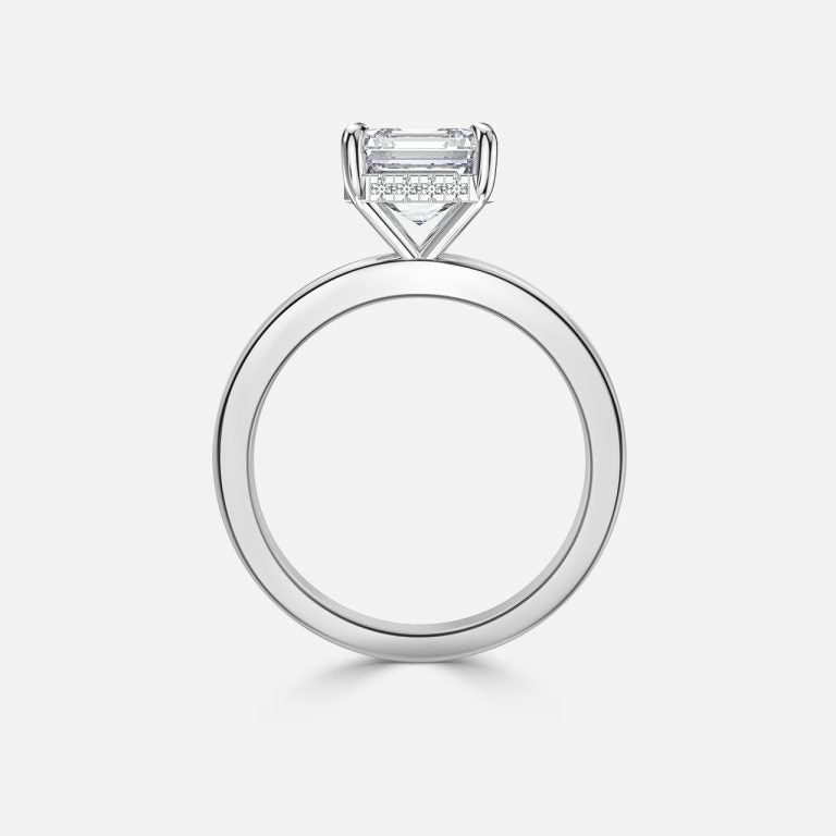 Idra Asscher Hidden Halo Moissanite Engagement Ring