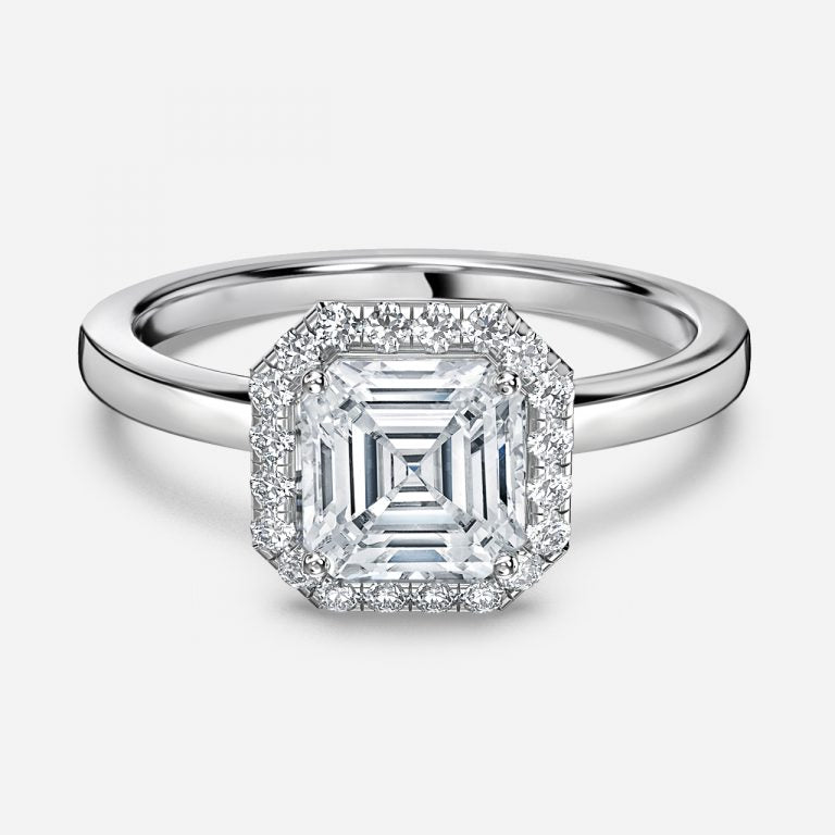Katya Asscher Halo Moissanite Engagement Ring