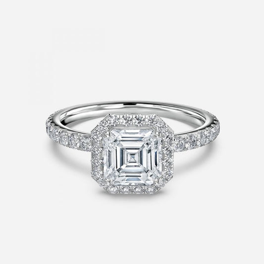 Lucia Asscher Halo Moissanite Engagement Ring