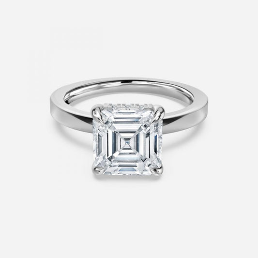 Edeline Asscher Hidden Halo Moissanite Engagement Ring