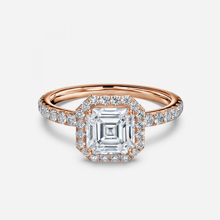Lucia Asscher Halo Moissanite Engagement Ring