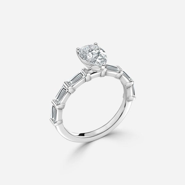 Lark Pear Diamond Band Moissanite Engagement Ring