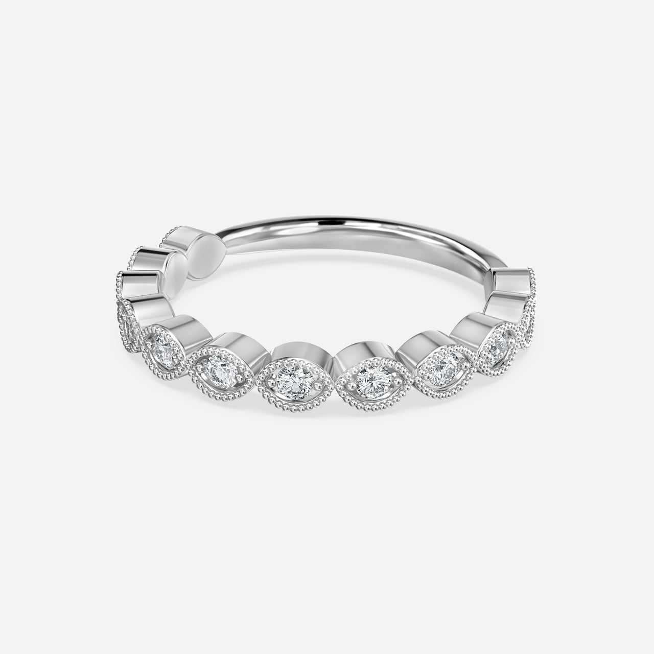 Vintage Round Moissanite Wedding Ring