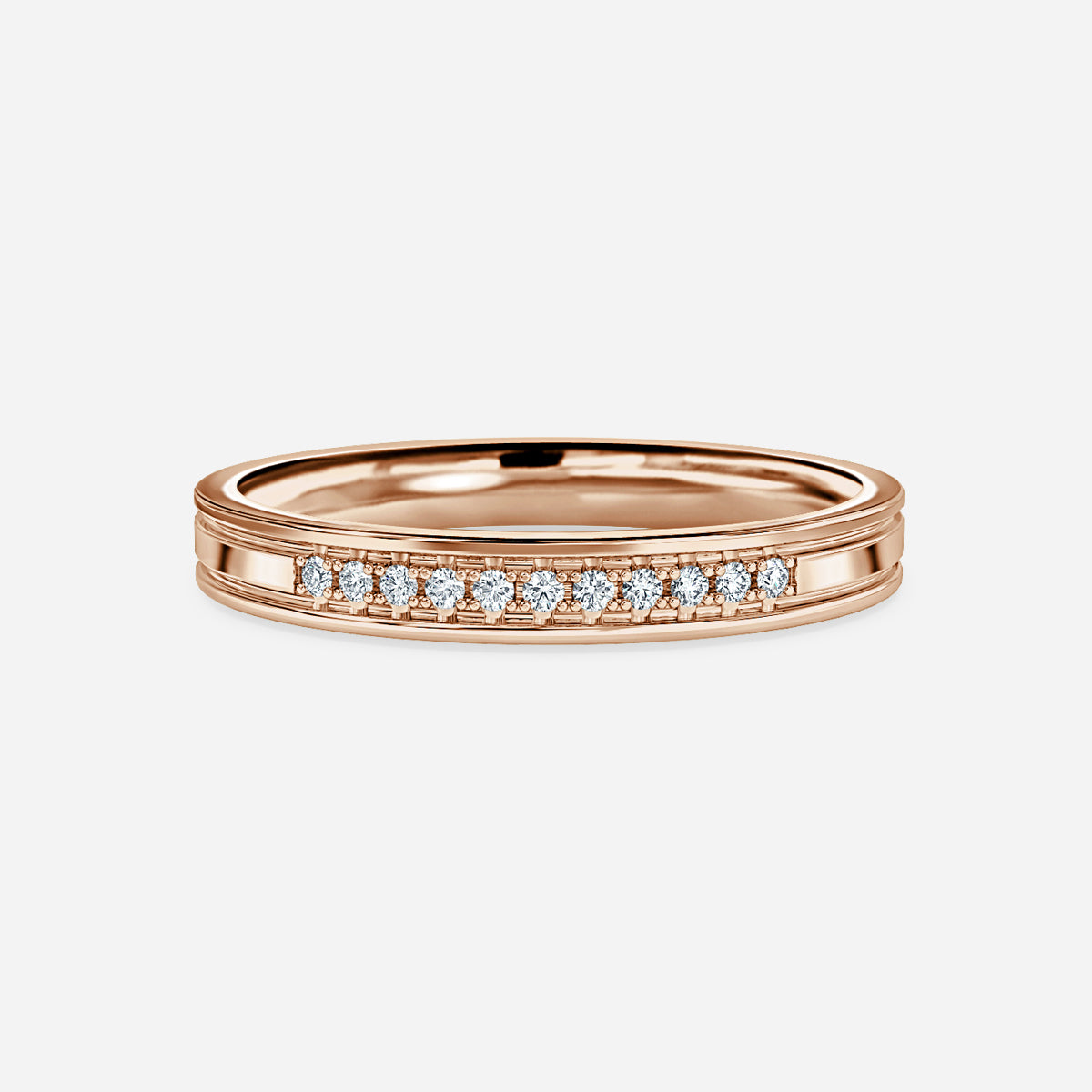 Channel And Grain Set Moissanite Wedding Ring
