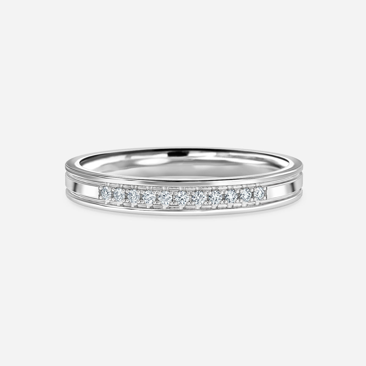 Channel And Grain Set Moissanite Wedding Ring
