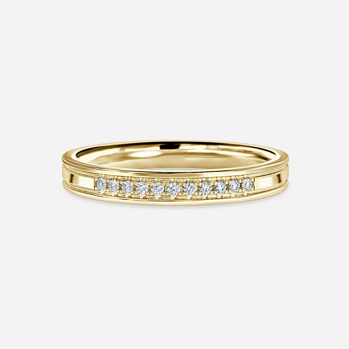 Channel And Grain Set Moissanite Wedding Ring