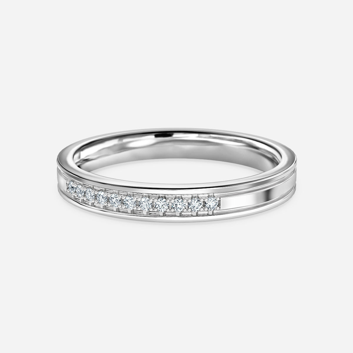Channel And Grain Set Moissanite Wedding Ring