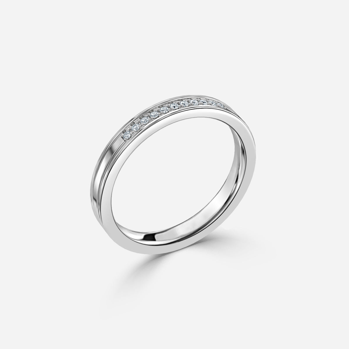 Channel And Grain Set Moissanite Wedding Ring