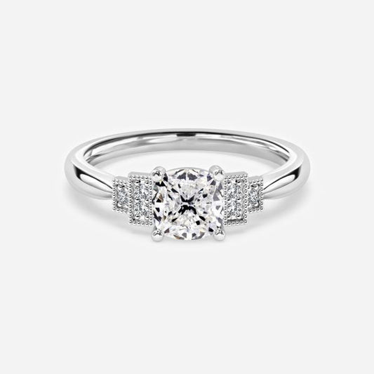 Isley Cushion Three Stone Moissanite Engagement Ring
