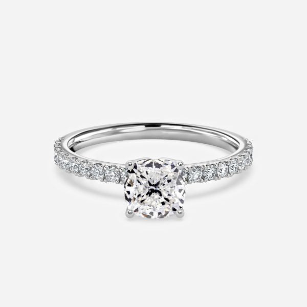 Kassia Cushion Hidden Halo Moissanite Engagement Ring