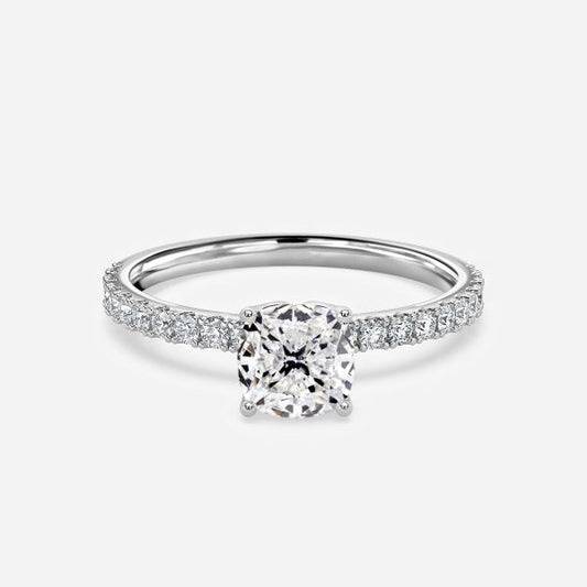Kassia Cushion Hidden Halo Moissanite Engagement Ring
