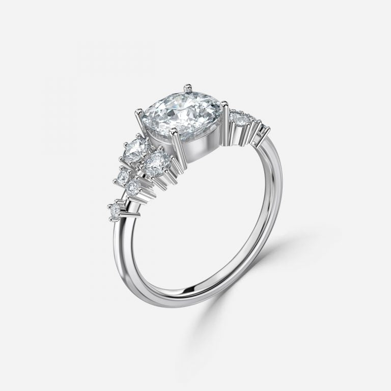 Kassidy Cushion Cluster Moissanite Engagement Ring
