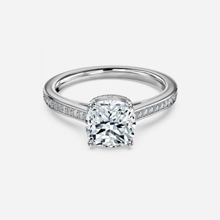 Inez Cushion Hidden Halo Moissanite Engagement Ring