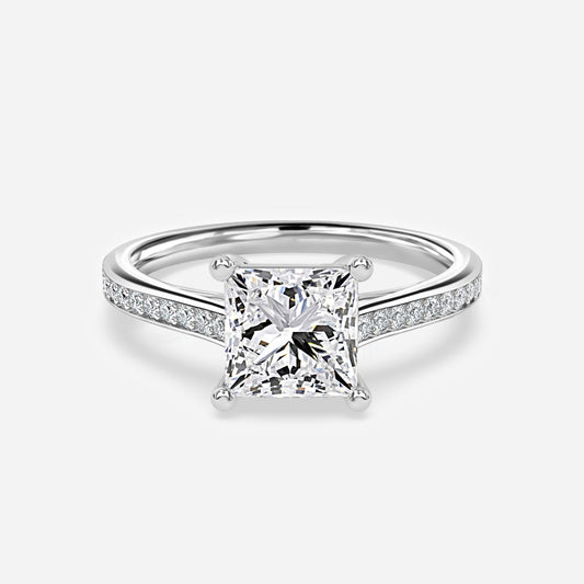 Portia Princess Diamond Band Moissanite Engagement Ring