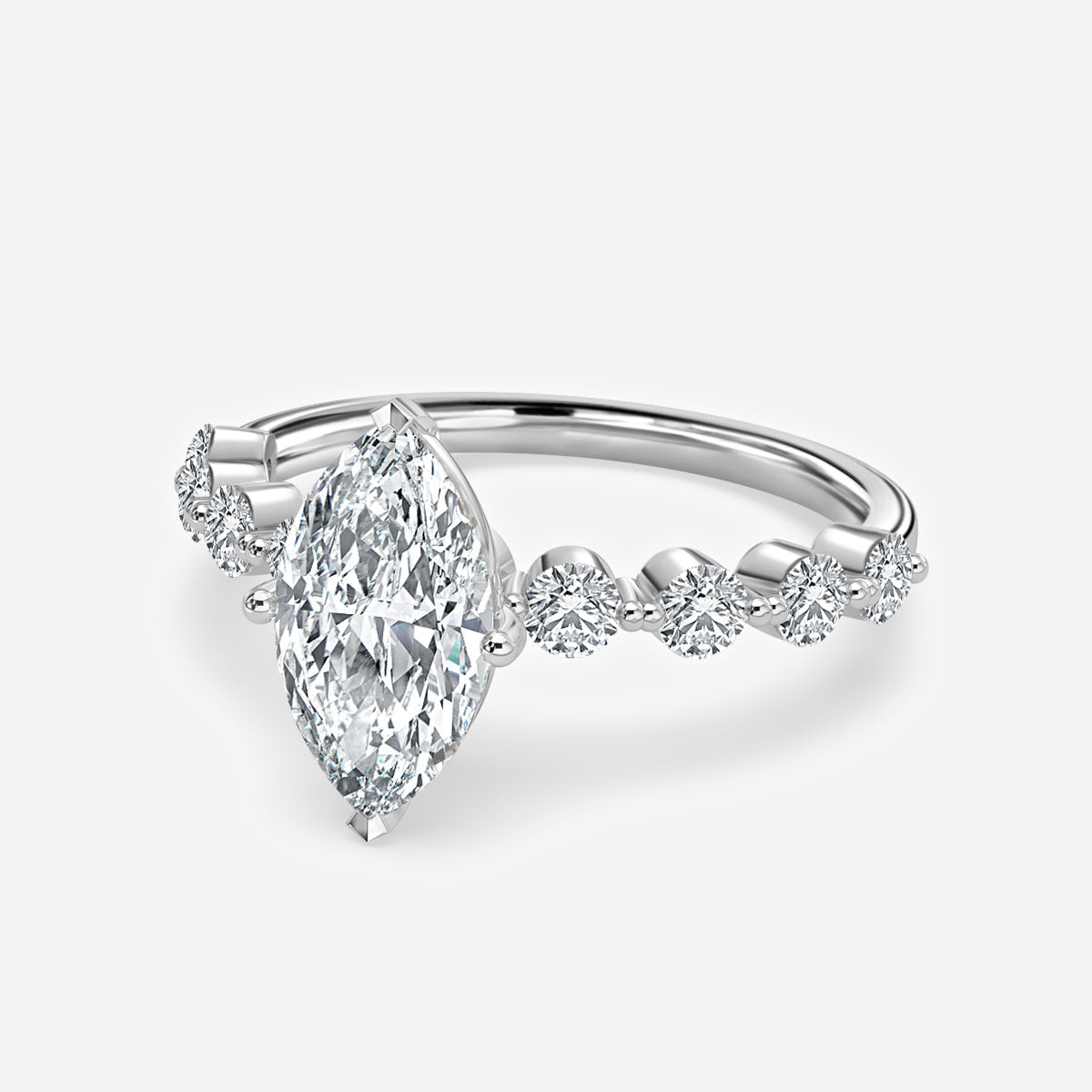 Philippa Marquise unique Moissanite Engagement Ring