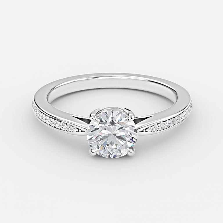 Isolde Round Diamond Band Moissanite Engagement Ring