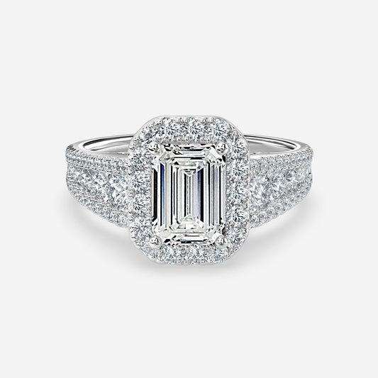 Ember Emerald Halo Moissanite Engagement Ring