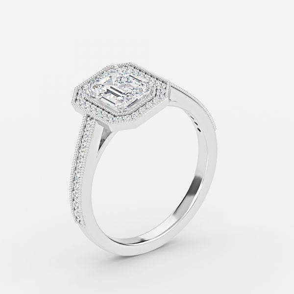 Haven Emerald Halo Moissanite Engagement Ring