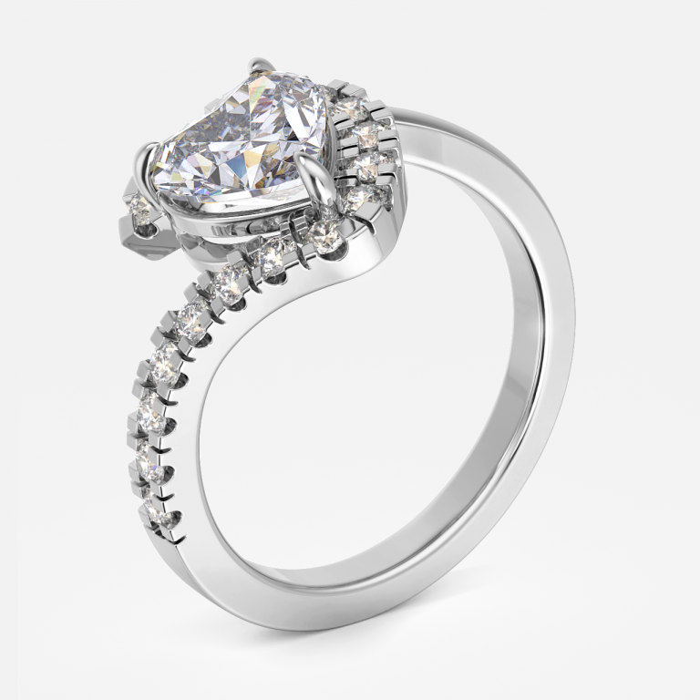Thalassa Heart Halo Moissanite Engagement Ring