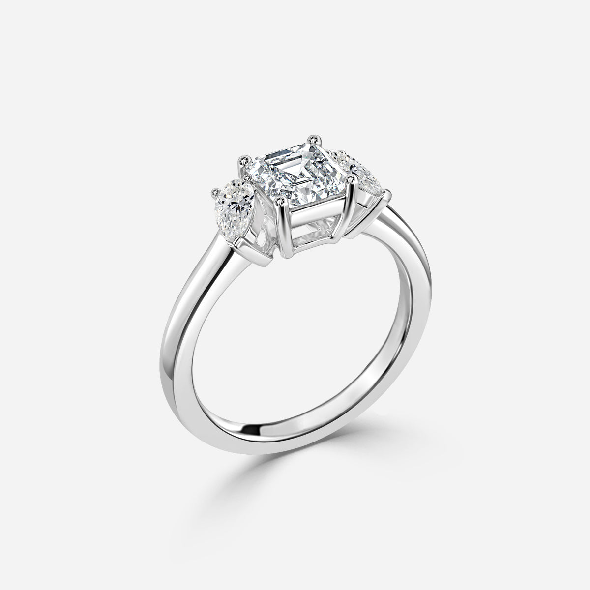 Jael Asscher Three Stone Moissanite Engagement Ring