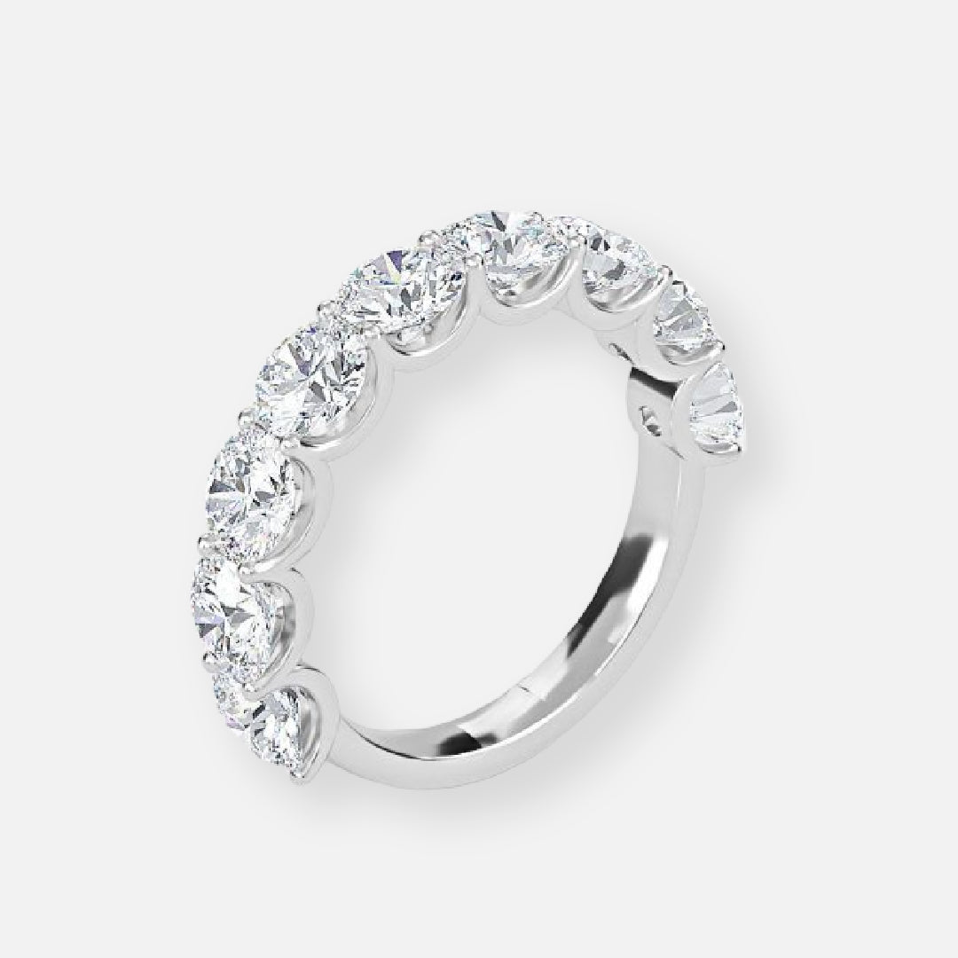 5.00ct Round 9 Stone Moissanite Anniversary Band in 10K White Gold
