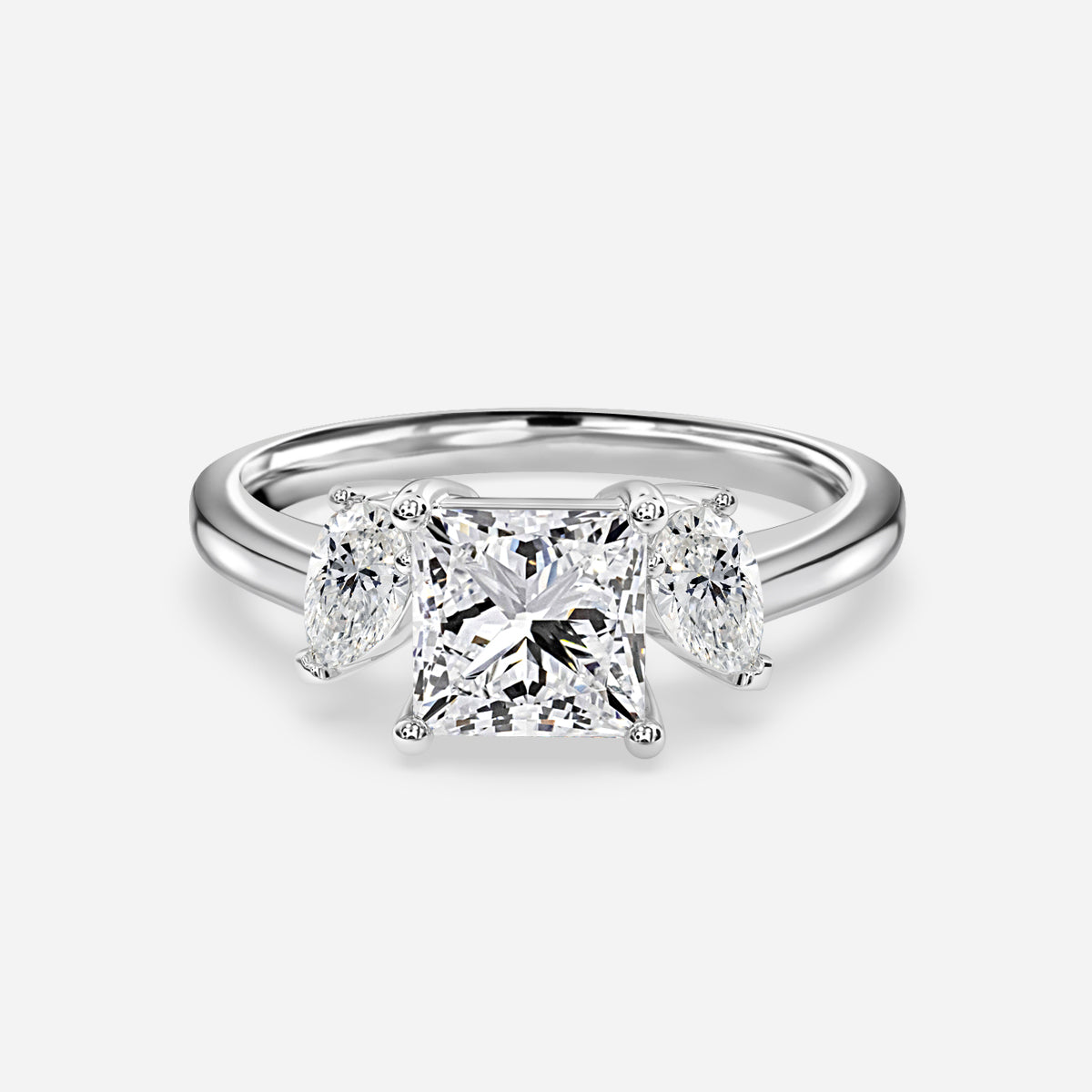 Jael Princess Three Stone Moissanite Engagement Ring