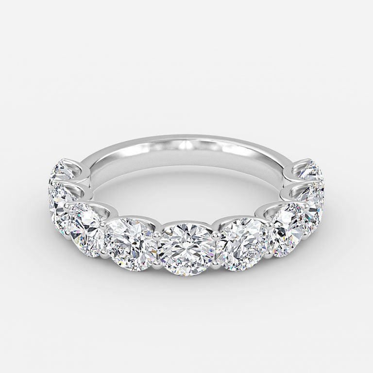 5.00ct Round 9 Stone Moissanite Anniversary Band in 10K White Gold