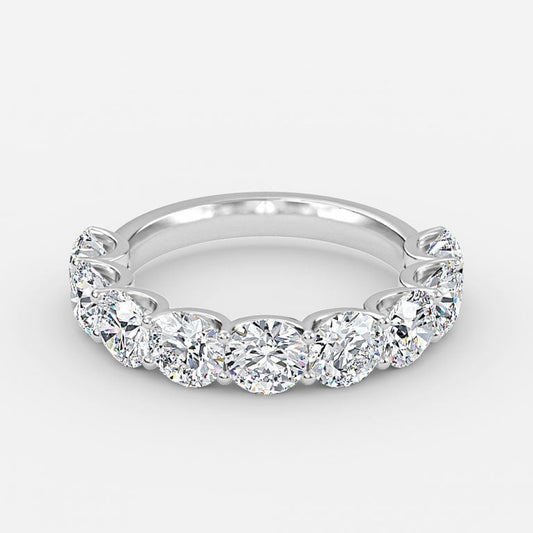 5.00ct Round 9 Stone Moissanite Anniversary Band in 10K White Gold