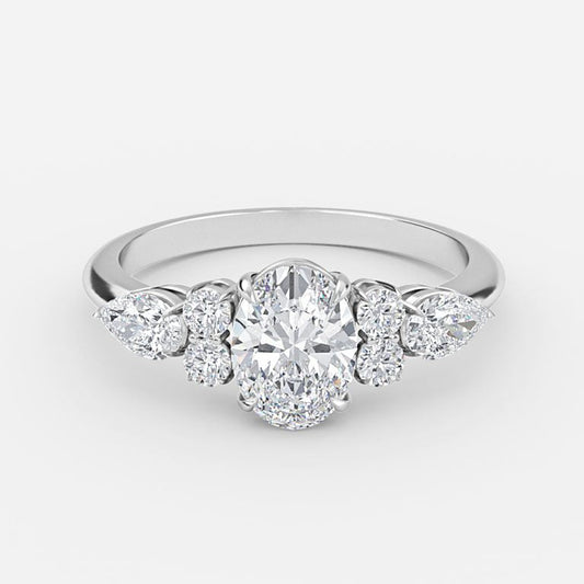 Carmel Oval Three Stone Moissanite Engagement Ring