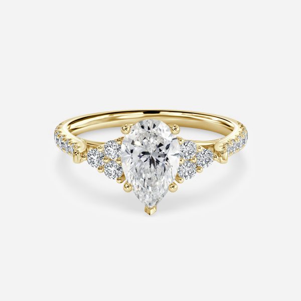 Galatea Pear Three Stone Moissanite Engagement Ring