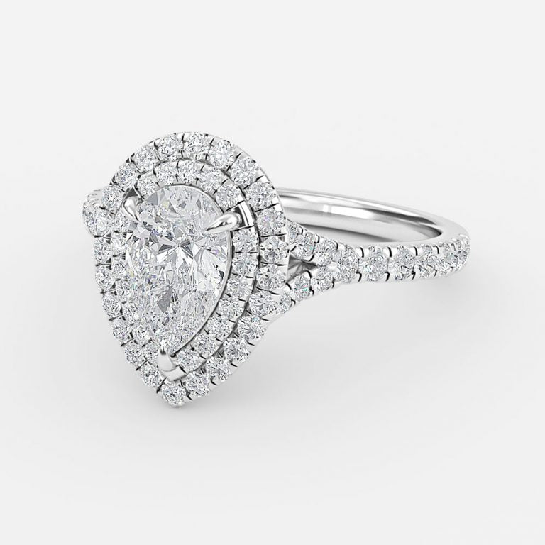 Afton Pear Halo Moissanite Engagement Ring