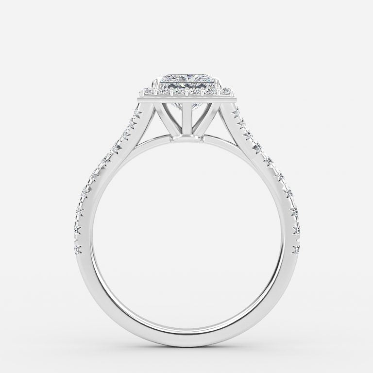 Dove Princess Halo Moissanite Engagement Ring