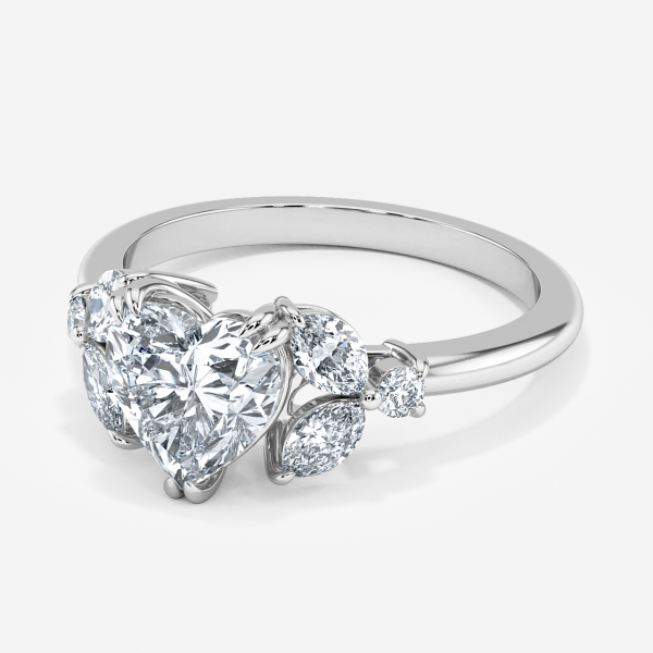 Zephyr Heart Three Stone Moissanite Engagement Ring
