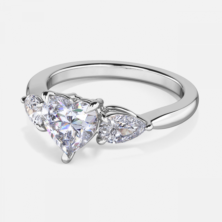Tierney Heart Three Stone Moissanite Engagement Ring