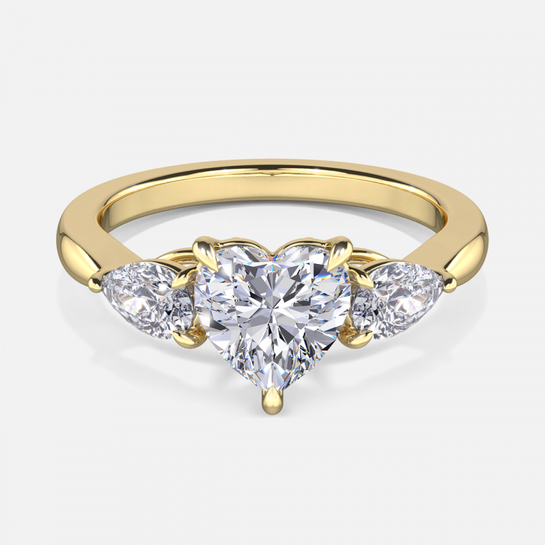 Tierney Heart Three Stone Moissanite Engagement Ring