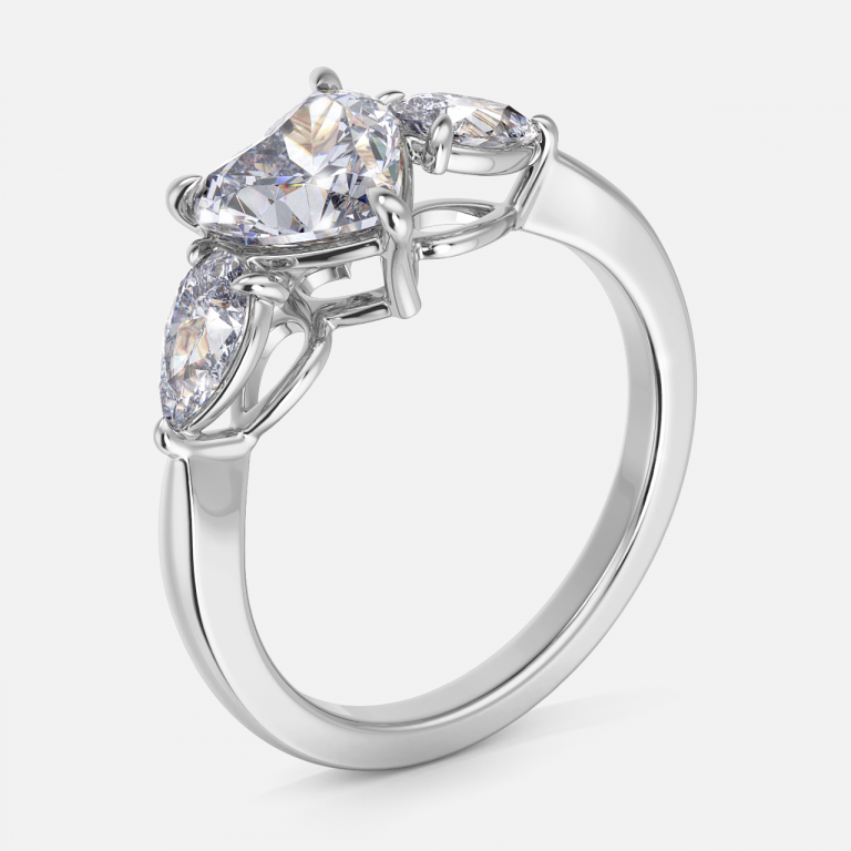Tierney Heart Three Stone Moissanite Engagement Ring