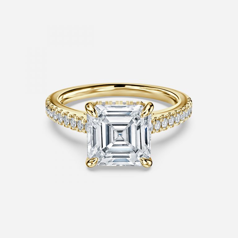 Yvette Asscher Hidden Halo Moissanite Engagement Ring