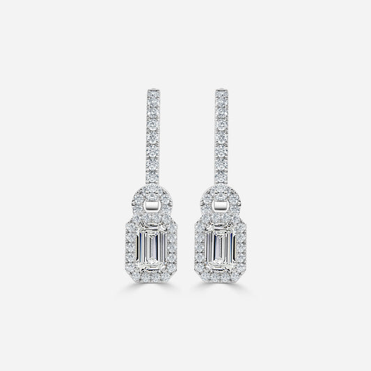 Emerald Moissanite Halo and Drops Earring