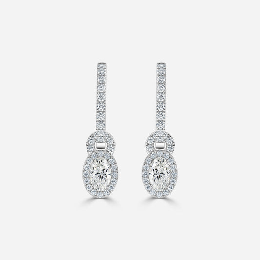 Oval Moissanite Halo and Drops Earring