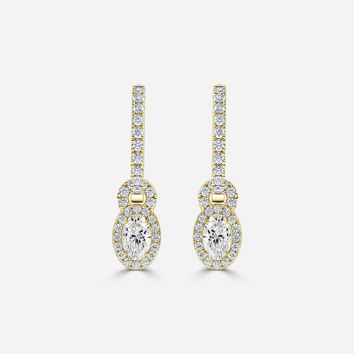 Oval Moissanite Halo and Drops Earring