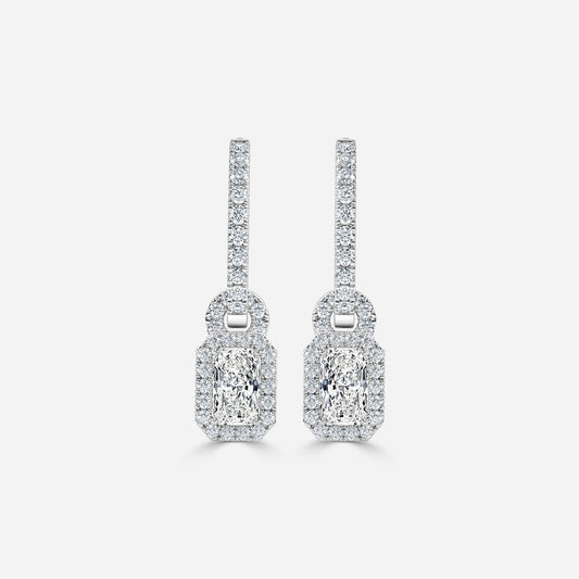 Radiant Moissanite Halo and Drops Earring