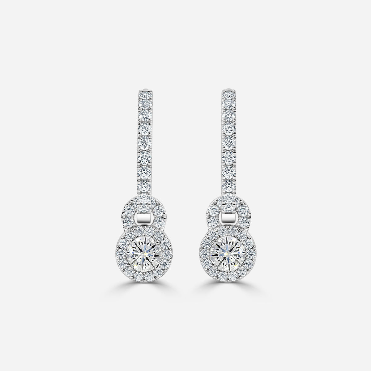 Round Moissanite Halo and Drops Earring