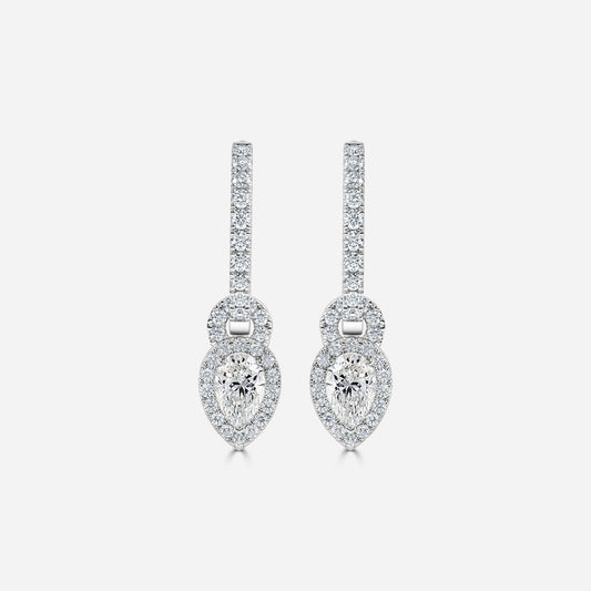 Pear Moissanite Halo and Drops Earring
