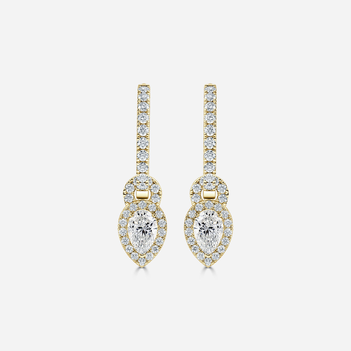 Pear Moissanite Halo and Drops Earring